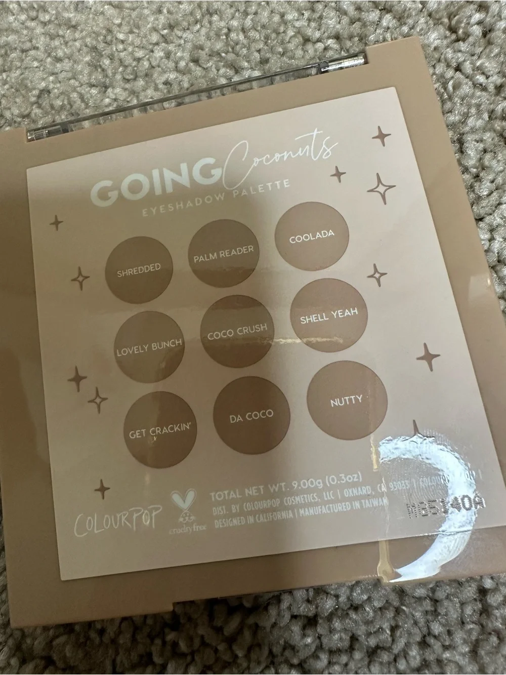 New Colourpop Going Coconuts 9-Count Nude Eyeshadow Pallet $14